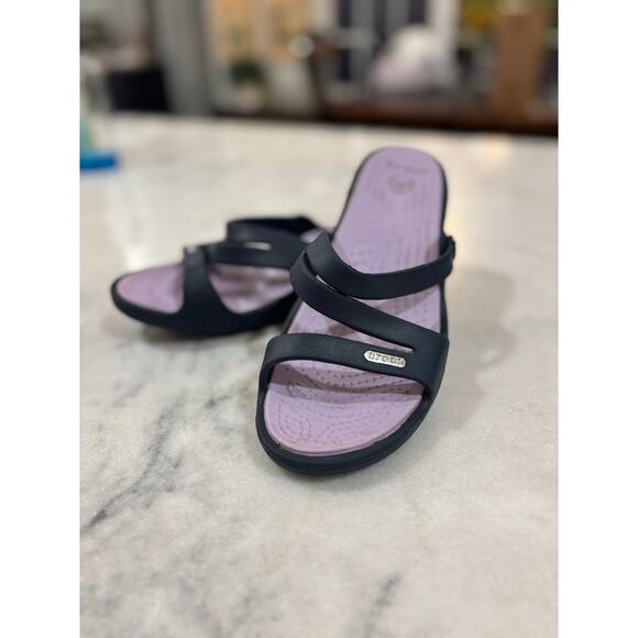Crocs Rhonda Wedge Sandals Women’s Size W7 Blue & Lavender comfort gift for her - Picture 6 of 6